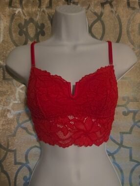 VS PINK Red Lace Bralette Crop Top - Women Intimates